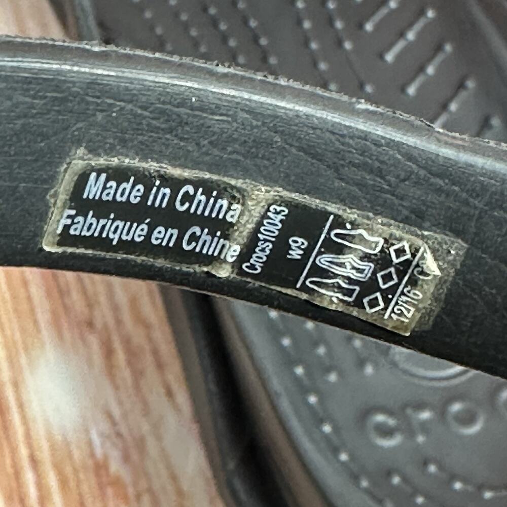 Crocs CLEO Size 9 Black Double Two Strap Sandals Slides Flats Open Toe Shoes - Picture 11 of 11